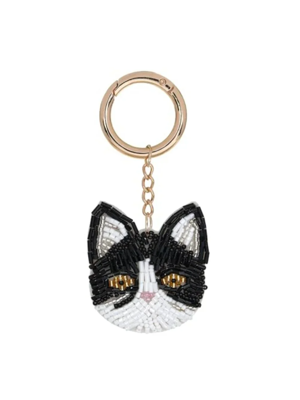 Handmade Beaded Dog Cat Keychains Cute Puppy Kitten Glass Bead Bag Charm